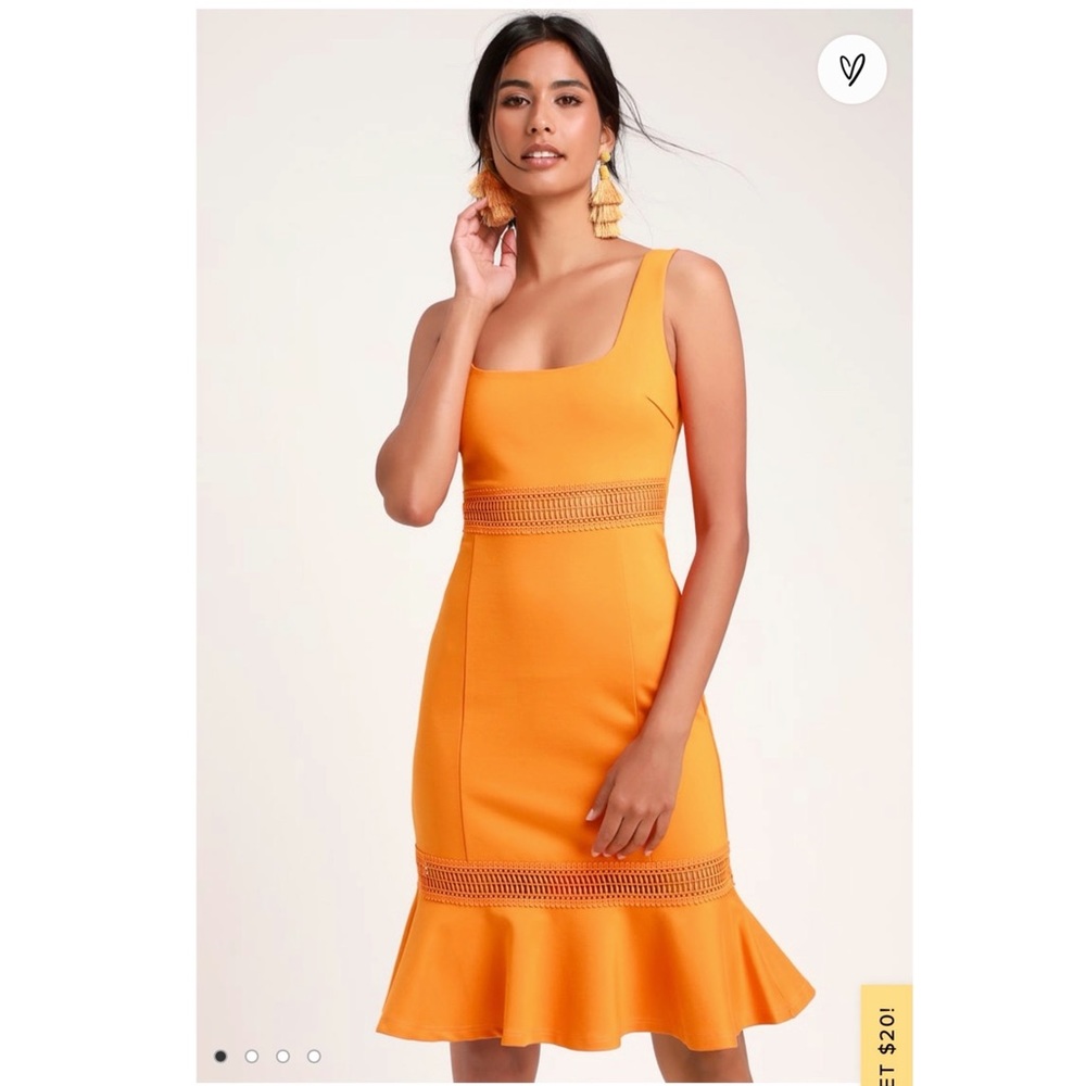Lulus Martini Mama Orange Crochet Midi Dress